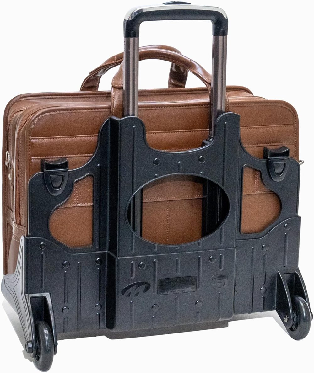 Mcklein Clinton 17” Leather Detachable-Wheeled Laptop Case Brown - Image 4