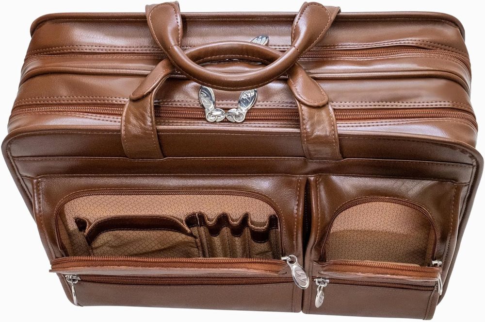 Mcklein Clinton 17” Leather Detachable-Wheeled Laptop Case Brown - Image 7