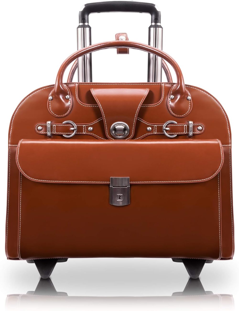 Mcklein Edgebrook 15” Leather Wheeled Laptop Briefcase Brown
