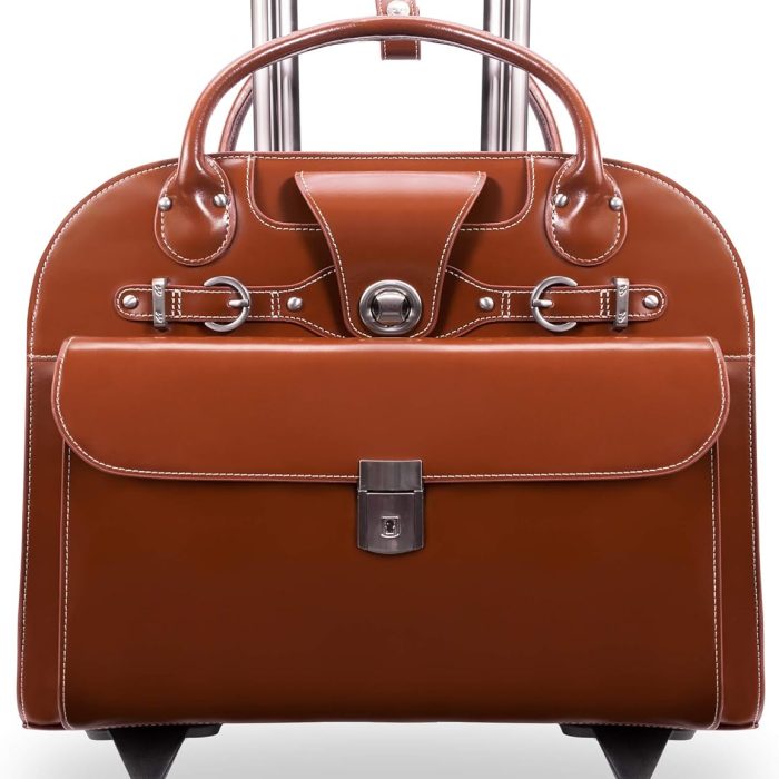Mcklein Edgebrook 15” Leather Wheeled Laptop Briefcase Brown