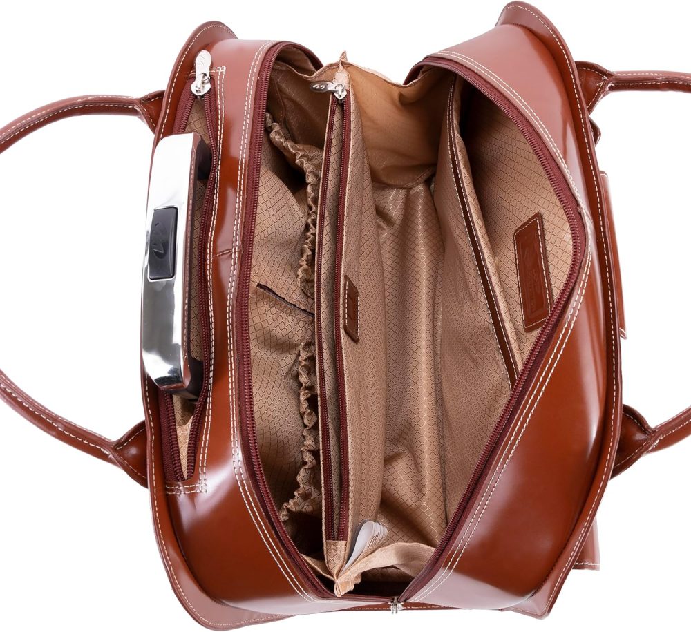 Mcklein Edgebrook 15” Leather Wheeled Laptop Briefcase Brown - Image 3