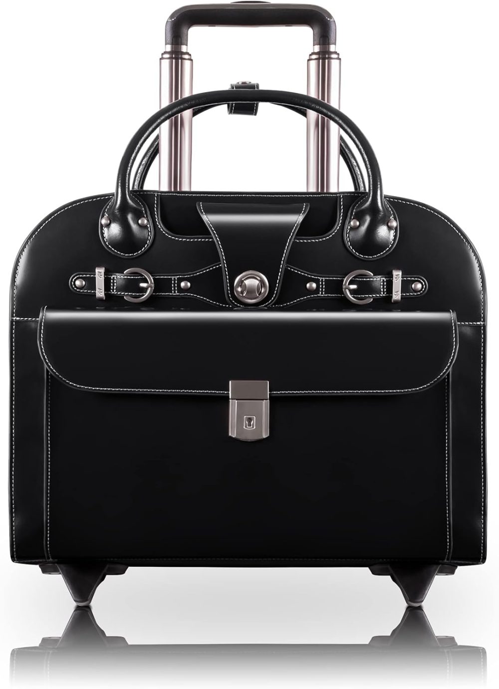 Mcklein Edgebrook 15” Leather Wheeled Laptop Briefcase Black