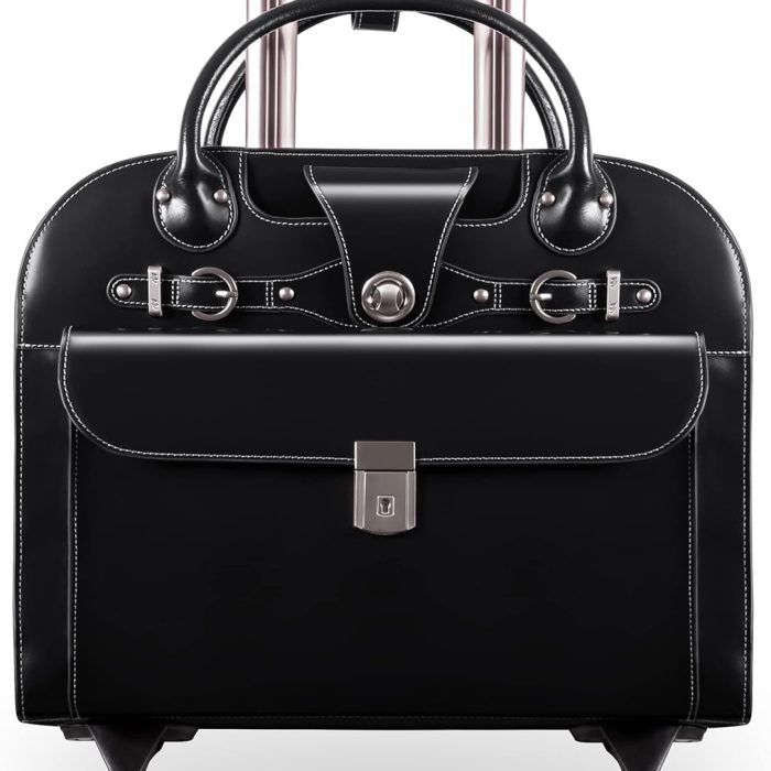 Mcklein Edgebrook 15” Leather Wheeled Laptop Briefcase Black