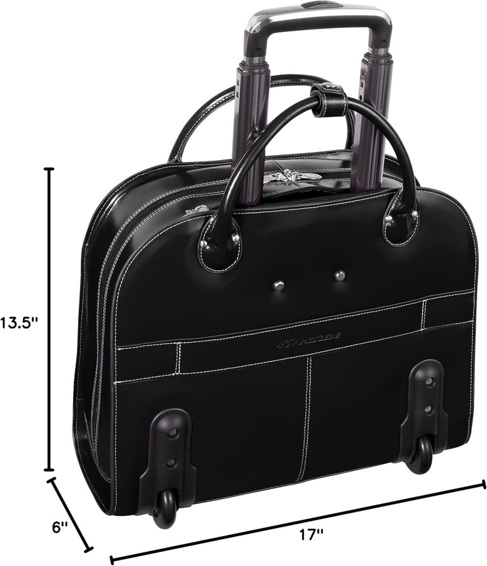 Mcklein Edgebrook 15” Leather Wheeled Laptop Briefcase Black - Image 2