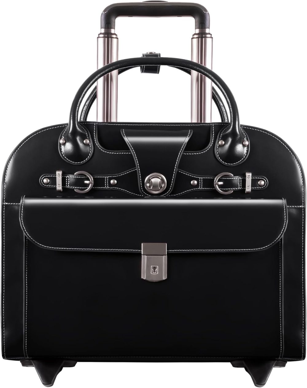 Mcklein Edgebrook 15” Leather Wheeled Laptop Briefcase Black - Image 4