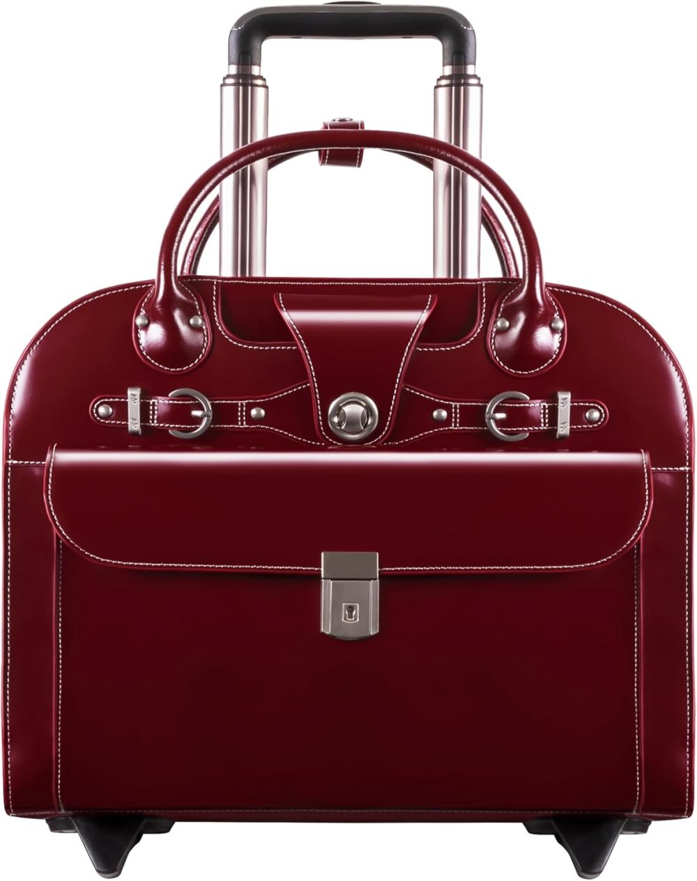 Mcklein Edgebrook 15” Leather Wheeled Laptop Briefcase Red