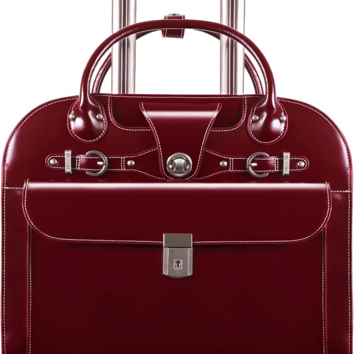 Mcklein Edgebrook 15” Leather Wheeled Laptop Briefcase Red