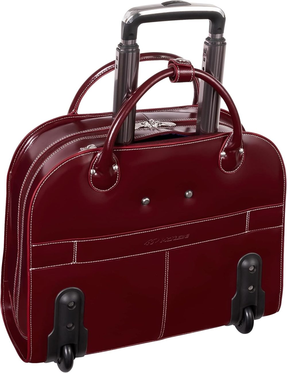 Mcklein Edgebrook 15” Leather Wheeled Laptop Briefcase Red - Image 6