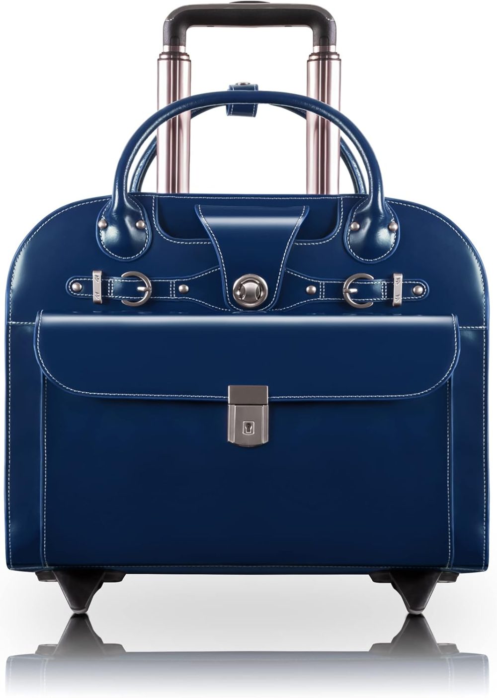 Mcklein Edgebrook 15” Leather Wheeled Laptop Briefcase Navy