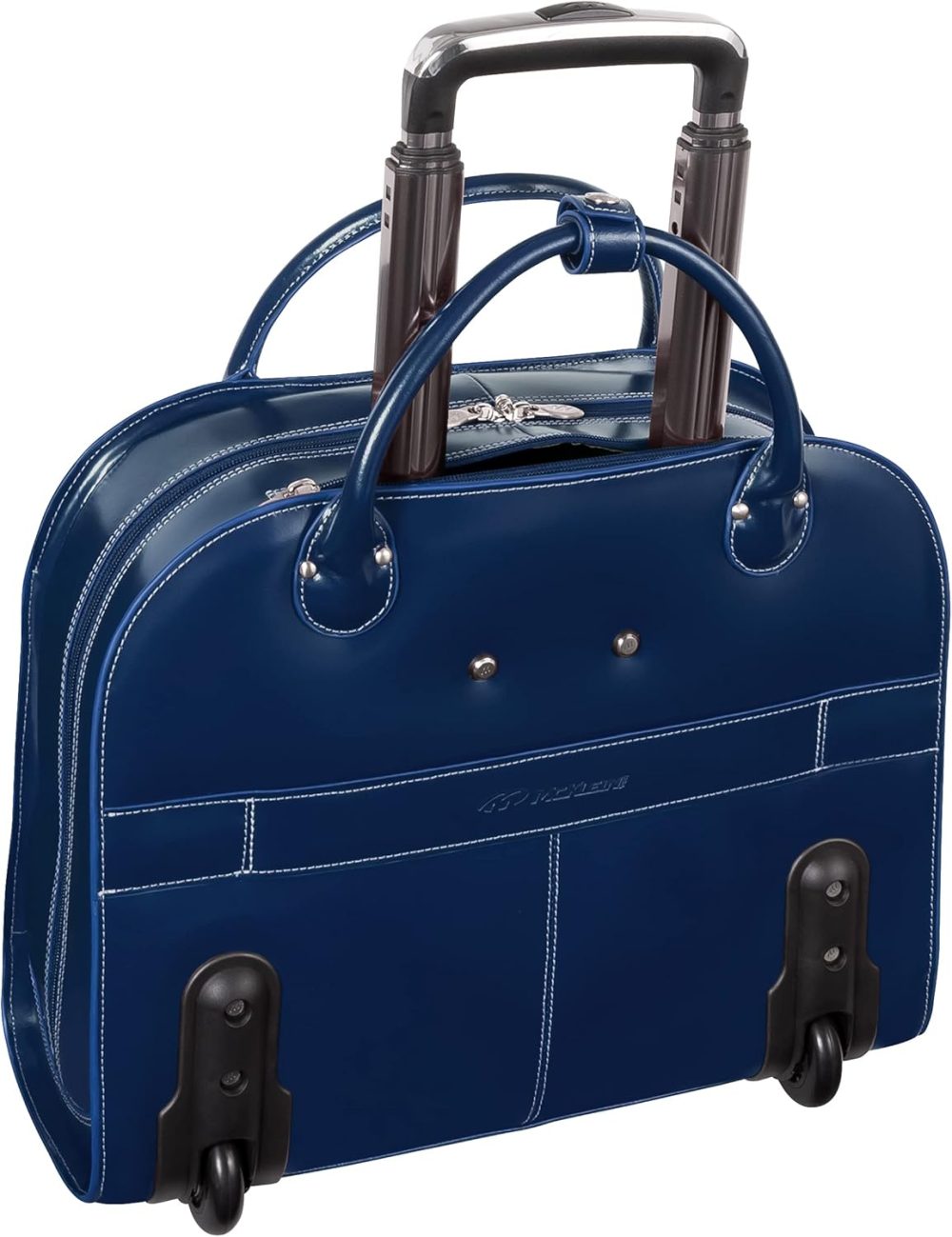 Mcklein Edgebrook 15” Leather Wheeled Laptop Briefcase Navy - Image 5
