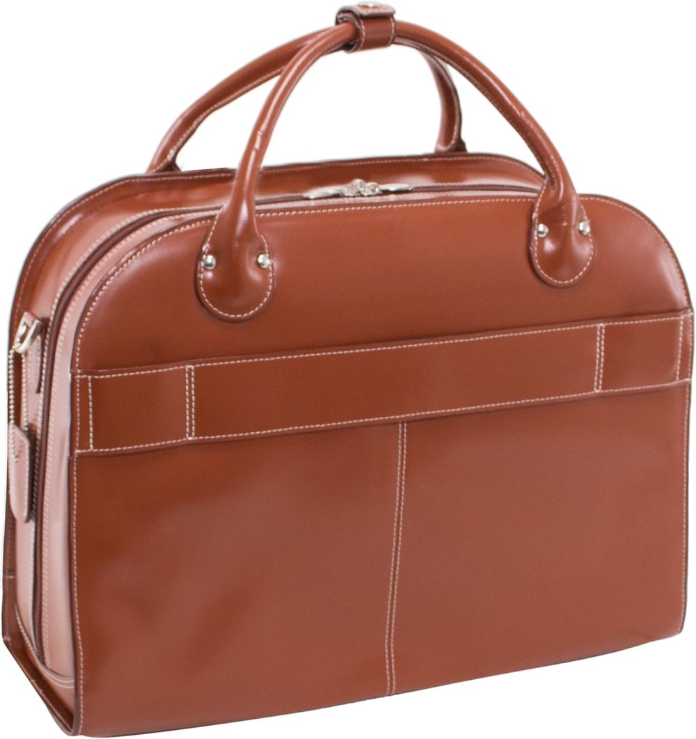 Mcklein Roseville 15” Leather Detachable-Wheeled Laptop Case Brown - Image 5