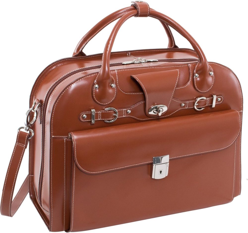 Mcklein Roseville 15” Leather Detachable-Wheeled Laptop Case Brown - Image 6