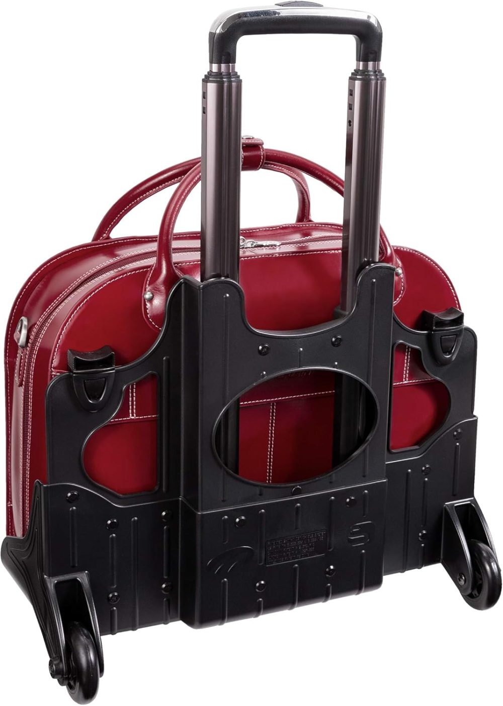 Mcklein Roseville 15” Leather Detachable-Wheeled Laptop Case Red - Image 2