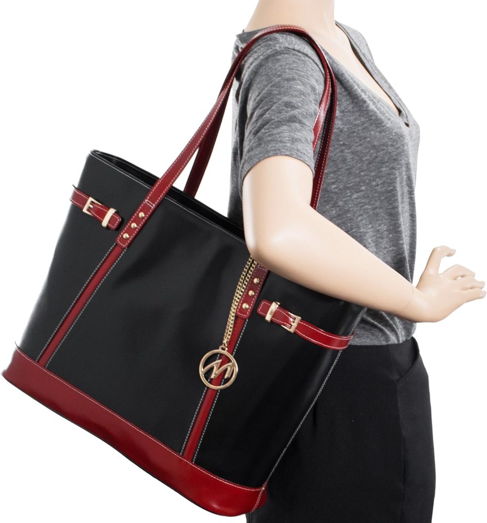 Mcklein Serafina | Leather Tablet Tote Black - Image 5