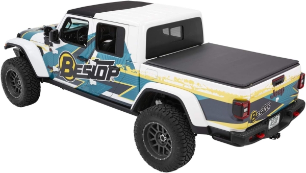 Bestop 20C Jeep Gladiator For 5 Ft. Bed Black Twill Ezfold Soft Trifold Tonneau Cover