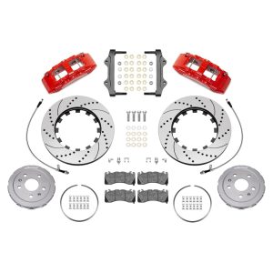 Wilwood Sx6R Big Brake - Front - 6 Piston Caliper - 15.00 in Drilled/Slotted Iron Rotor - Offset - Red Powder Coat